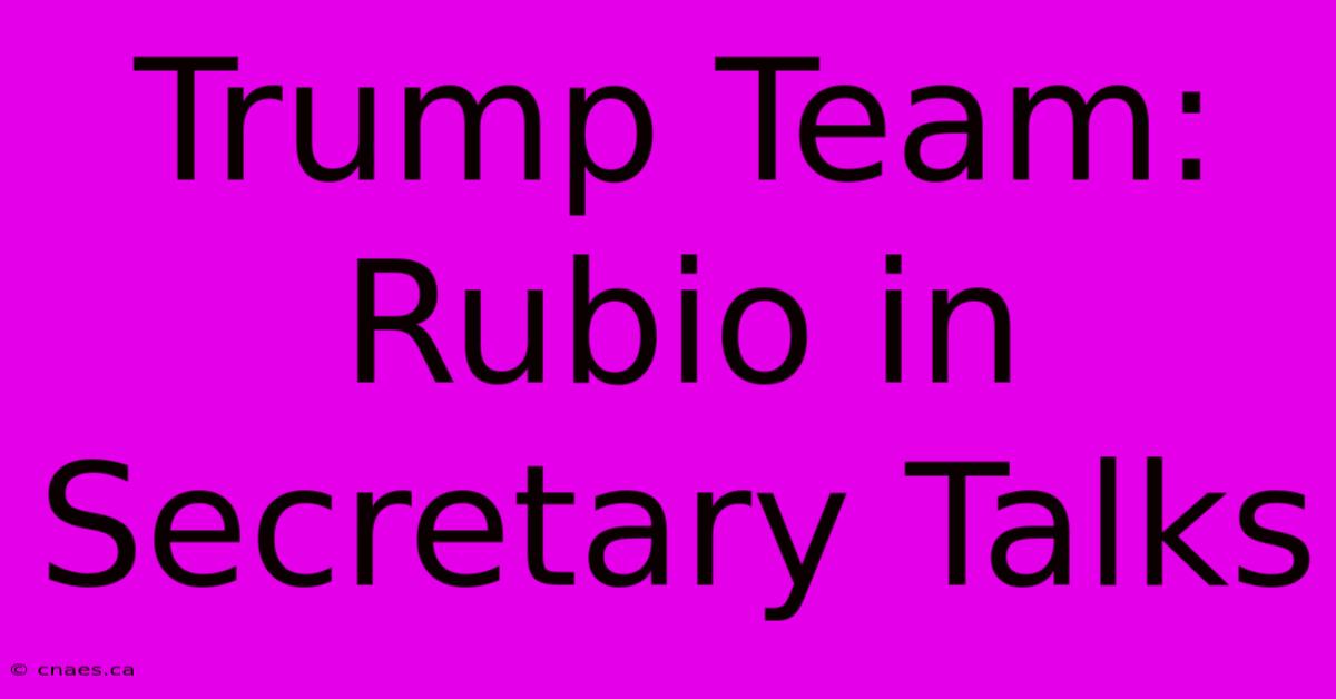 Trump Team: Rubio In Secretary Talks