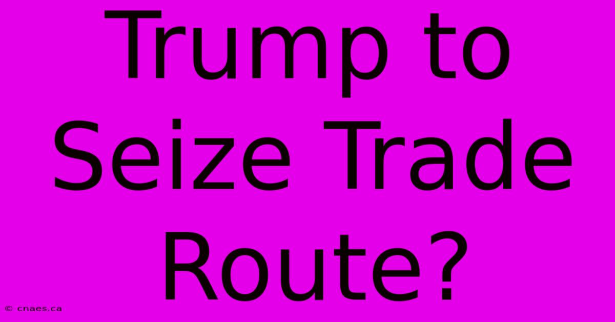 Trump To Seize Trade Route?