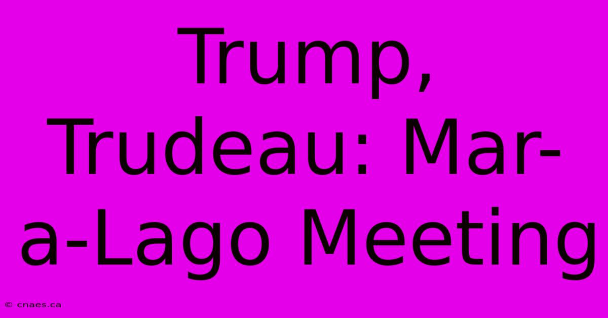 Trump, Trudeau: Mar-a-Lago Meeting