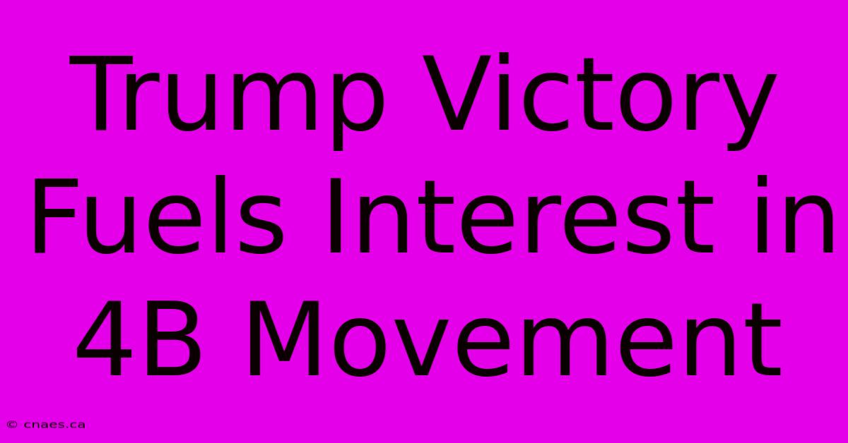 Trump Victory Fuels Interest In 4B Movement