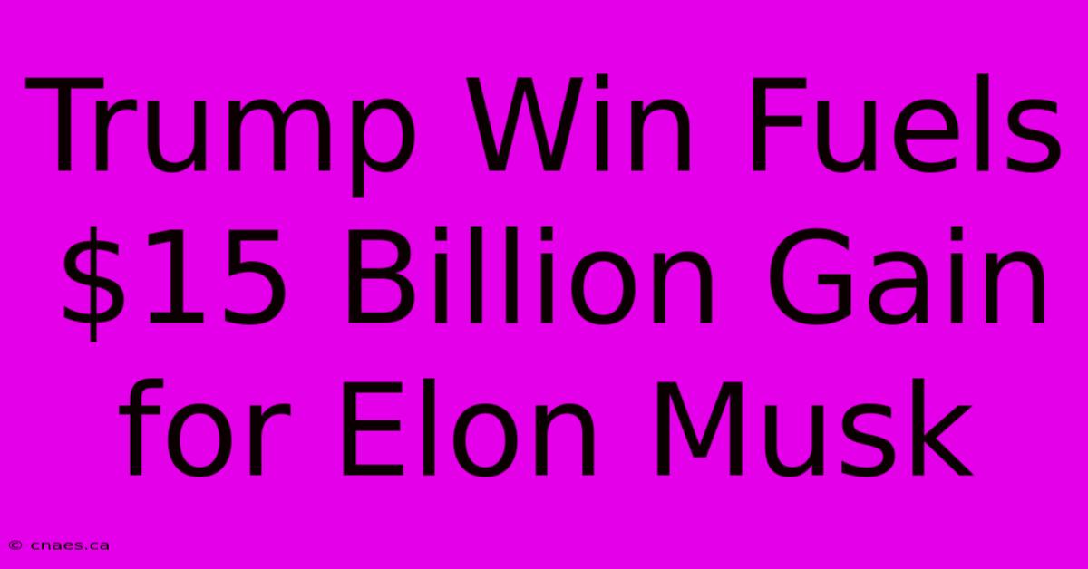 Trump Win Fuels $15 Billion Gain For Elon Musk