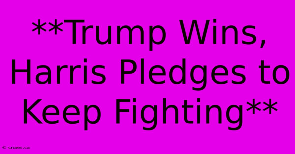 **Trump Wins, Harris Pledges To Keep Fighting**