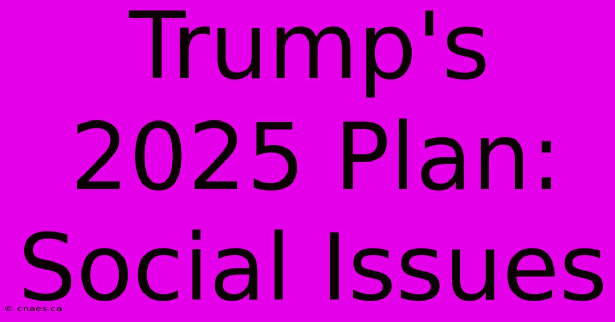 Trump's 2025 Plan: Social Issues