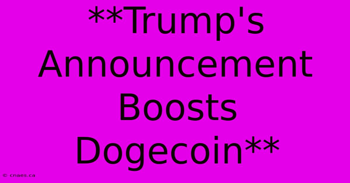 **Trump's Announcement Boosts Dogecoin**