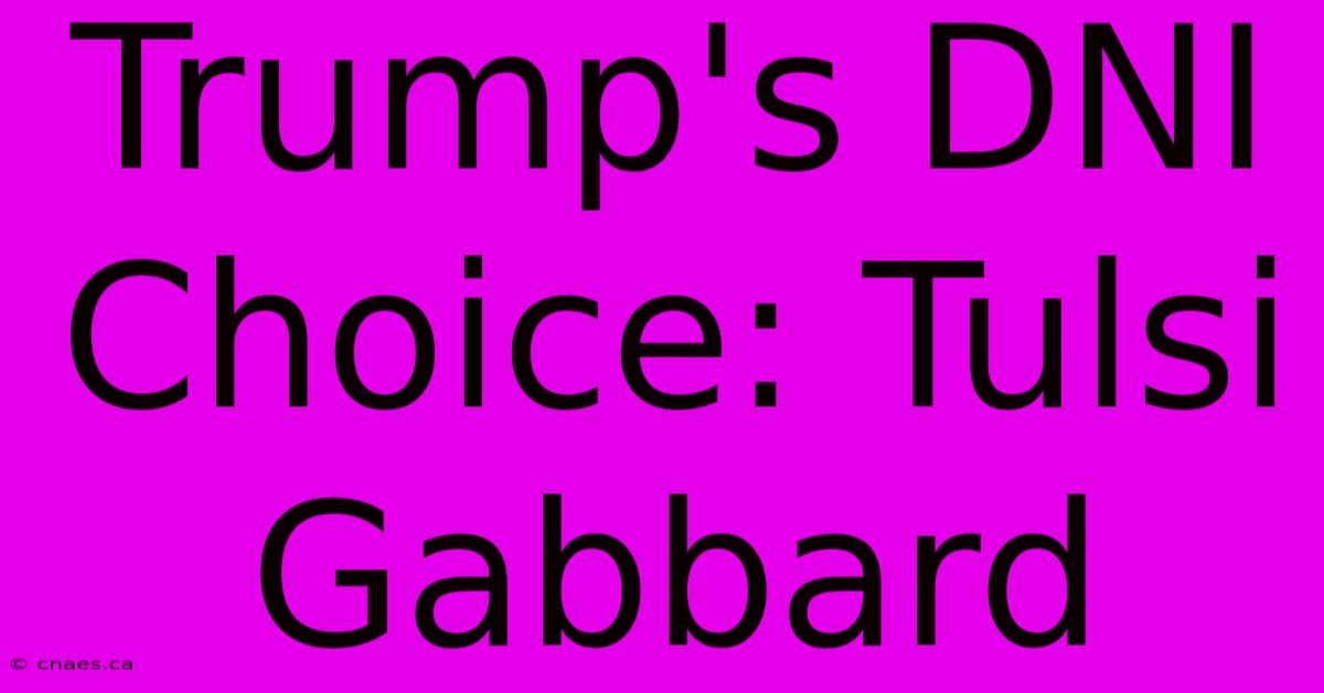 Trump's DNI Choice: Tulsi Gabbard 