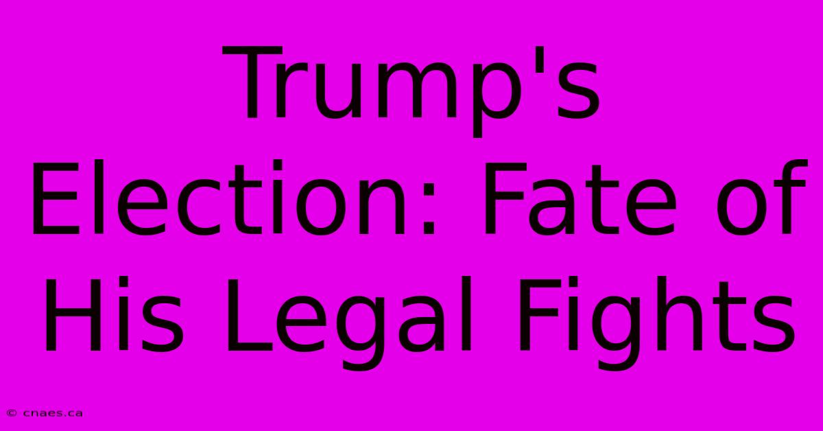 Trump's Election: Fate Of His Legal Fights 