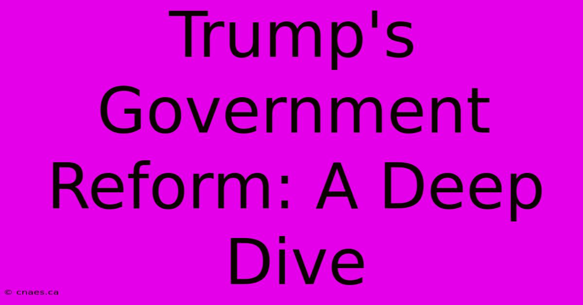 Trump's Government Reform: A Deep Dive 