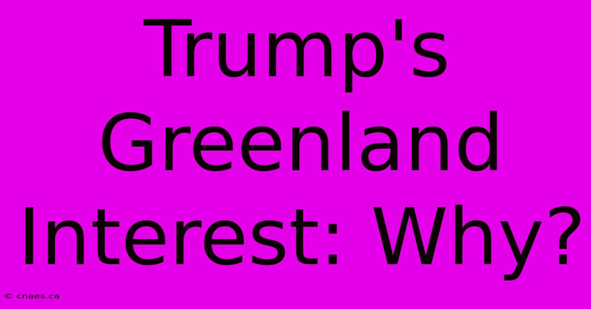 Trump's Greenland Interest: Why?