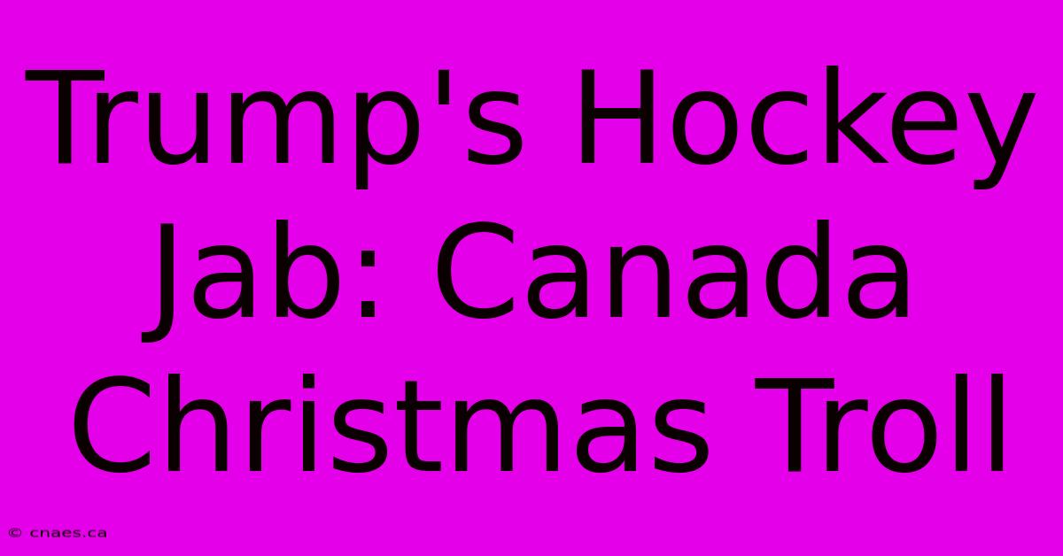 Trump's Hockey Jab: Canada Christmas Troll