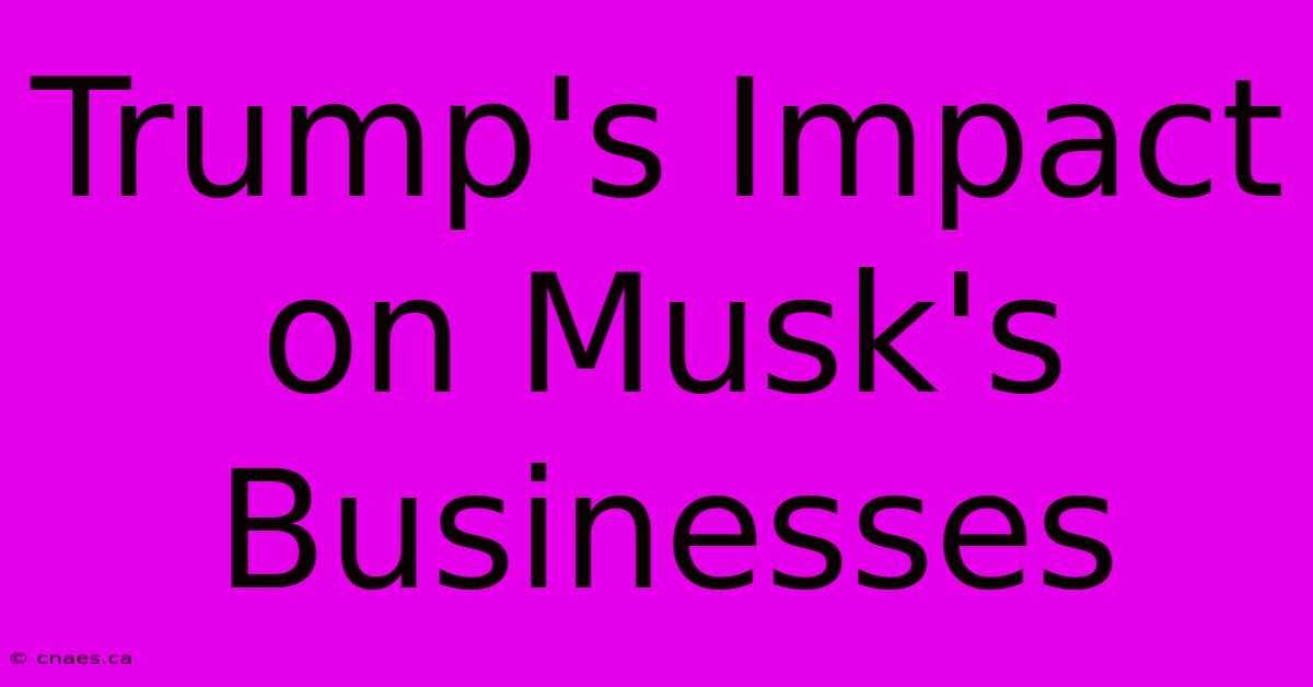 Trump's Impact On Musk's Businesses