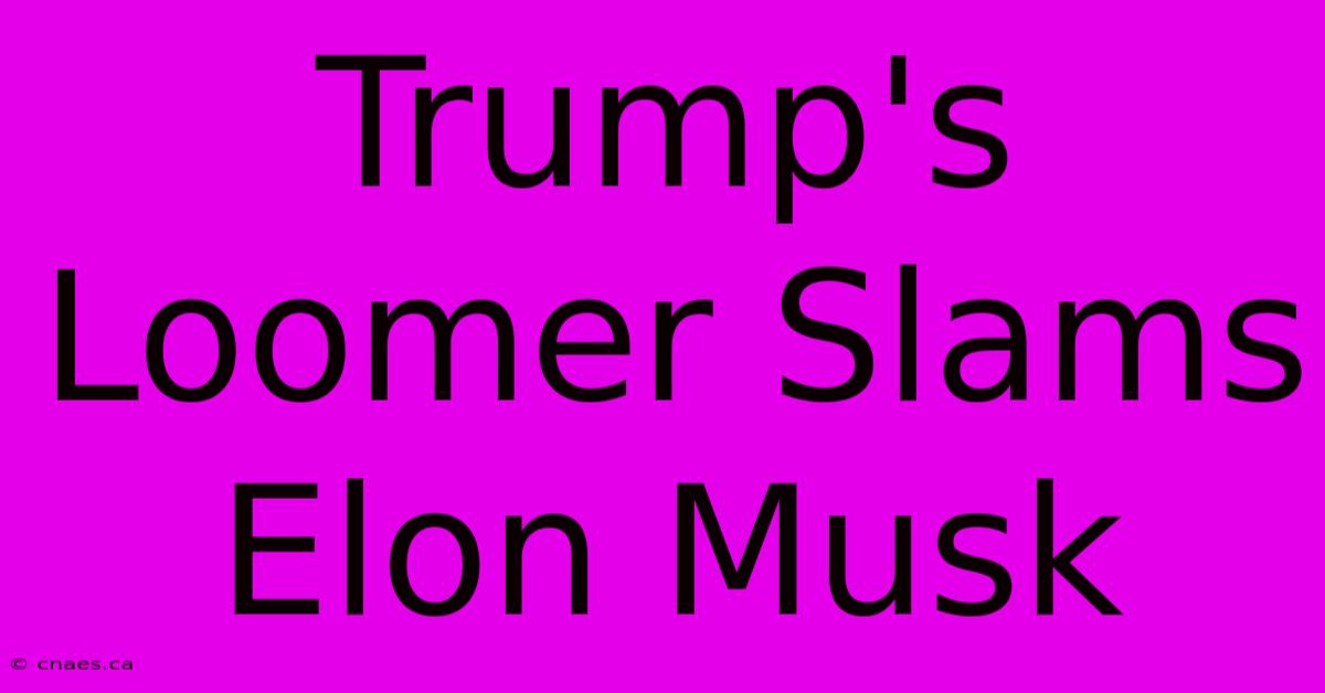 Trump's Loomer Slams Elon Musk