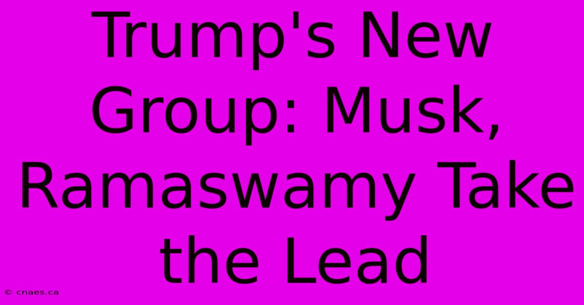 Trump's New Group: Musk, Ramaswamy Take The Lead