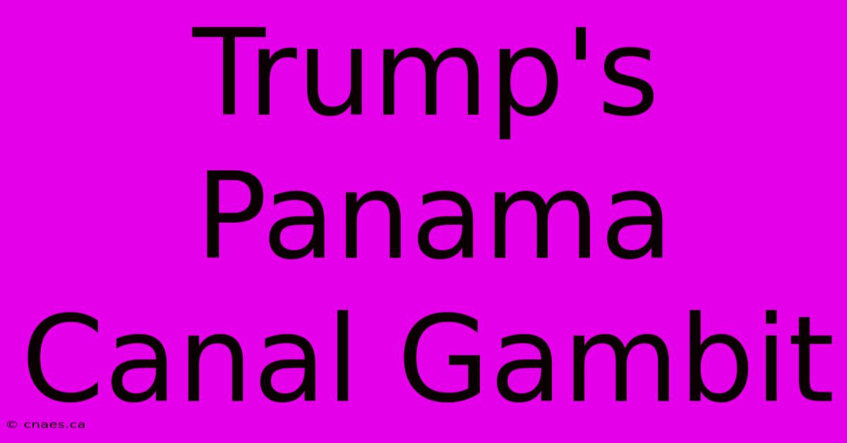 Trump's Panama Canal Gambit