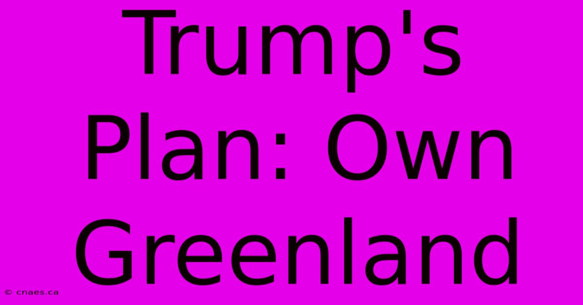 Trump's Plan: Own Greenland