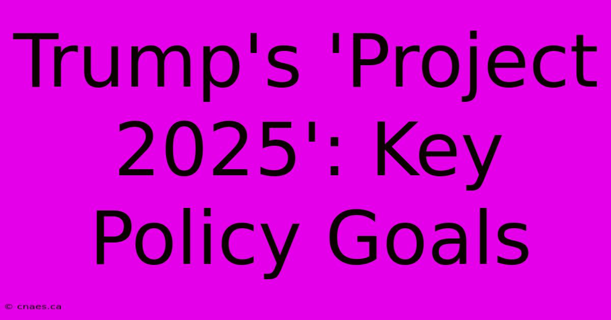 Trump's 'Project 2025': Key Policy Goals