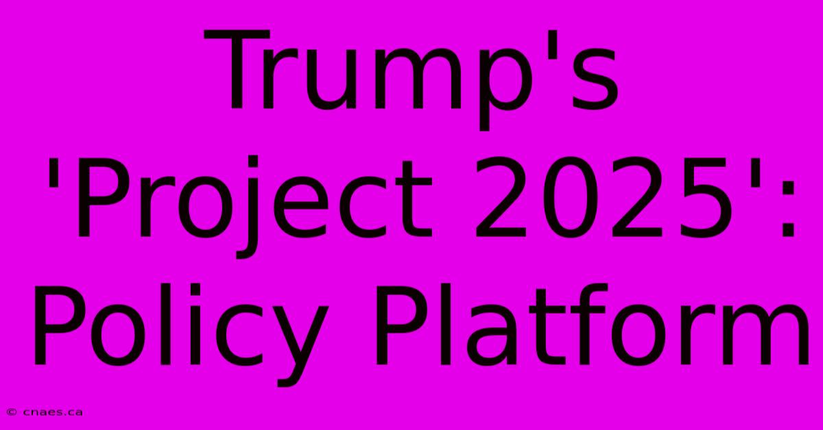 Trump's 'Project 2025': Policy Platform 