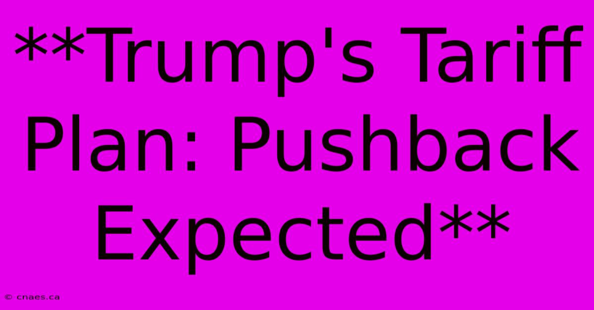 **Trump's Tariff Plan: Pushback Expected** 