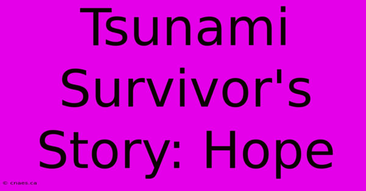 Tsunami Survivor's Story: Hope