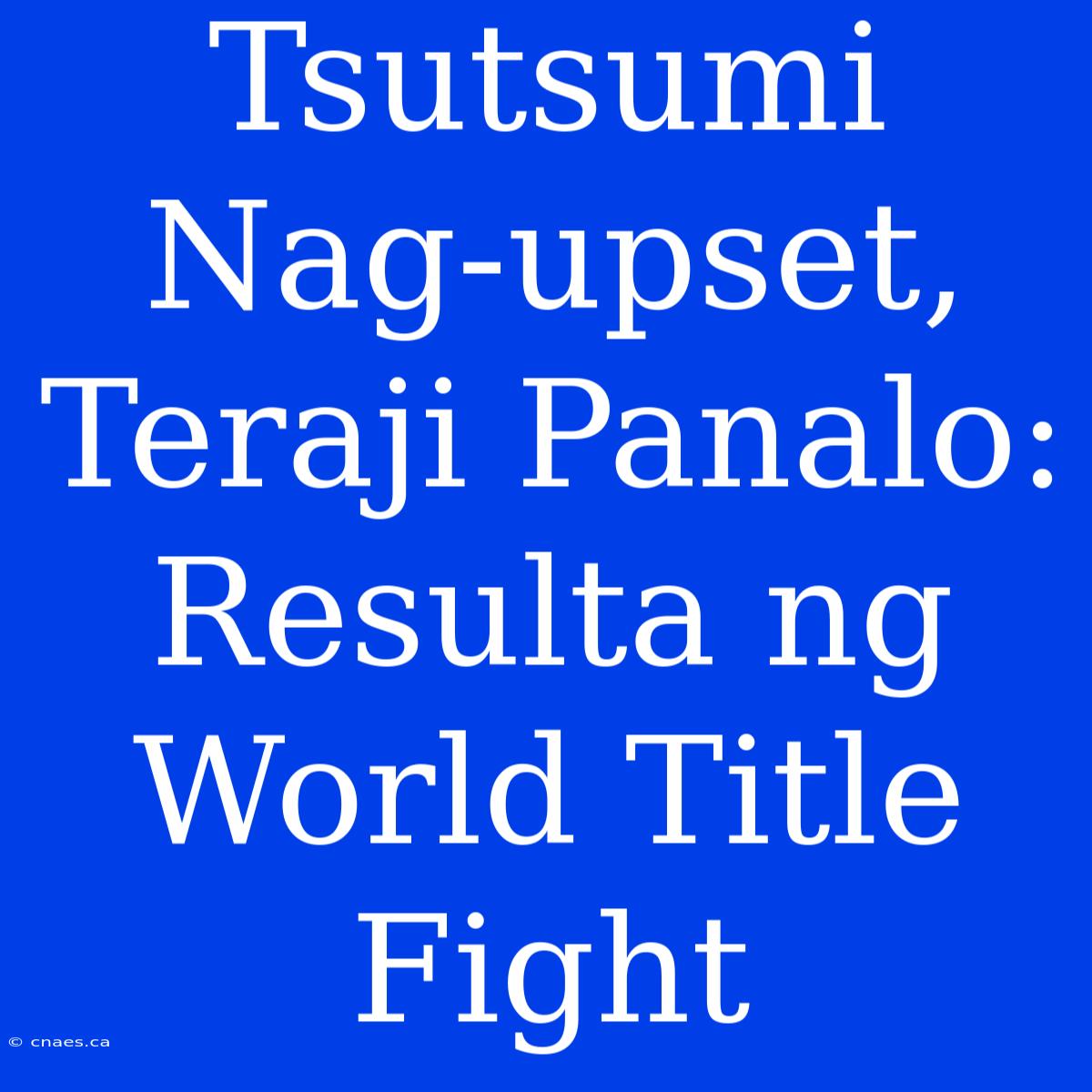 Tsutsumi Nag-upset, Teraji Panalo: Resulta Ng World Title Fight