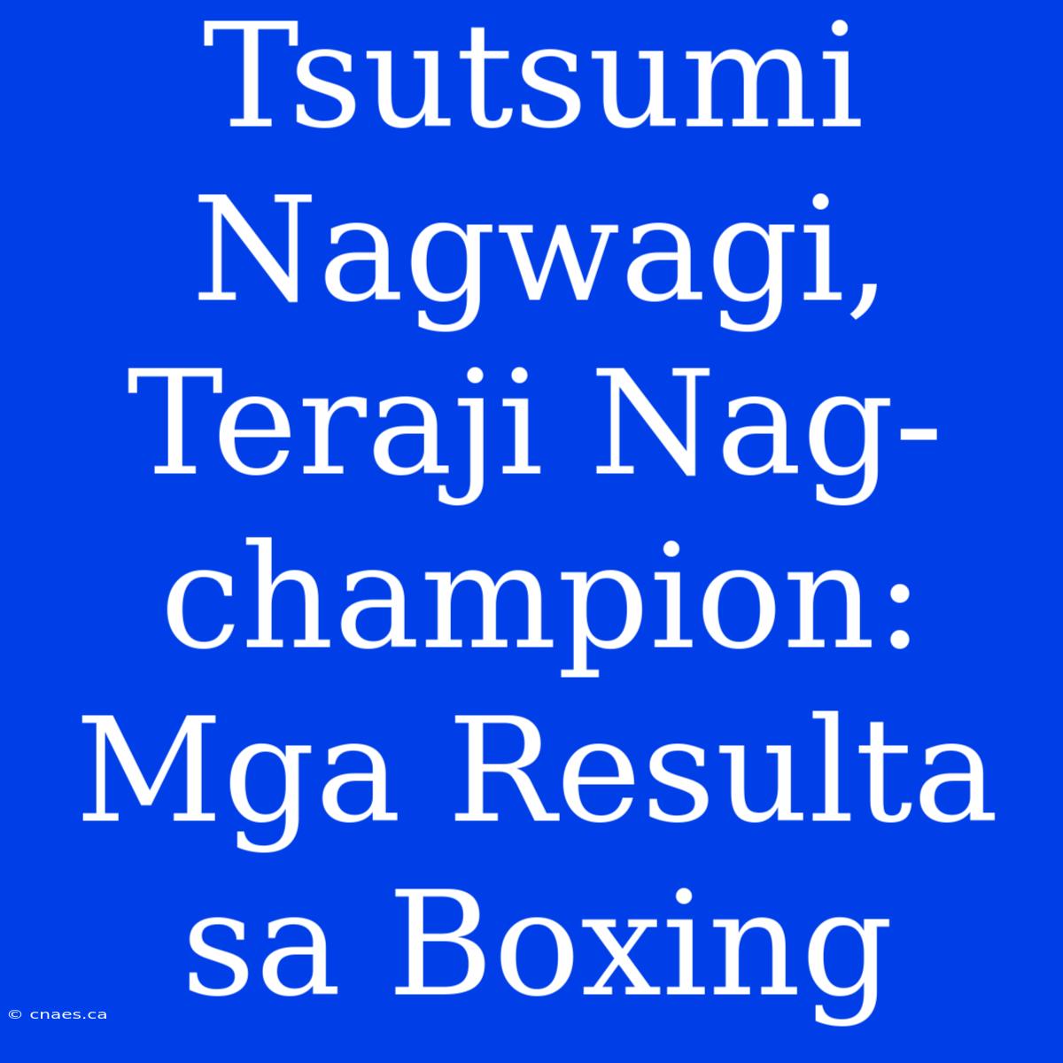 Tsutsumi Nagwagi, Teraji Nag-champion: Mga Resulta Sa Boxing