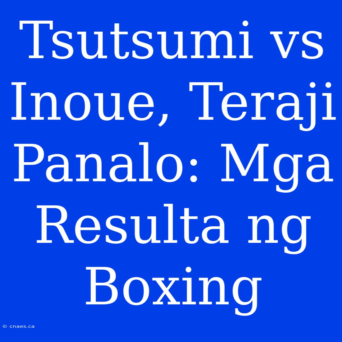 Tsutsumi Vs Inoue, Teraji Panalo: Mga Resulta Ng Boxing