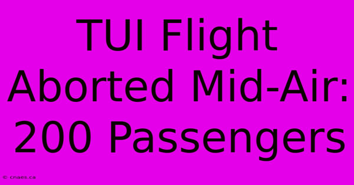 TUI Flight Aborted Mid-Air: 200 Passengers