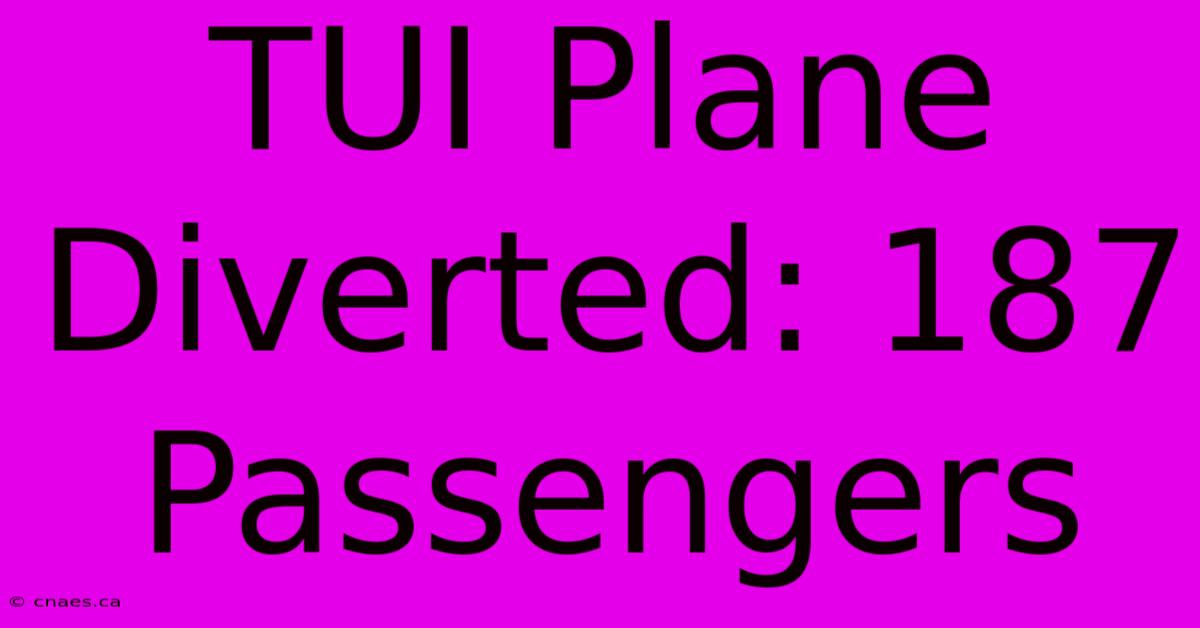 TUI Plane Diverted: 187 Passengers