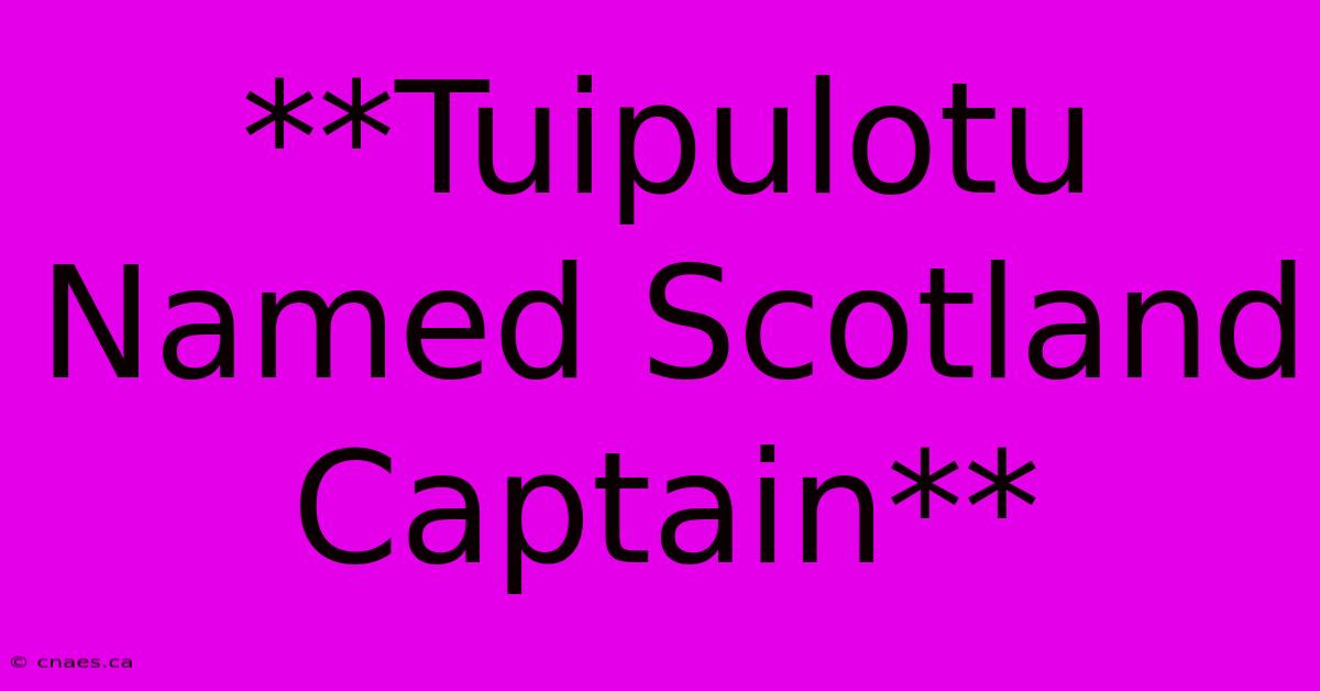 **Tuipulotu Named Scotland Captain** 