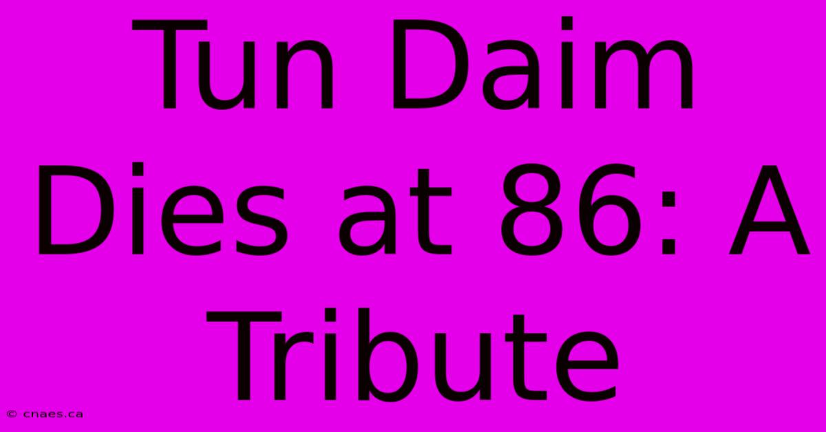 Tun Daim Dies At 86: A Tribute