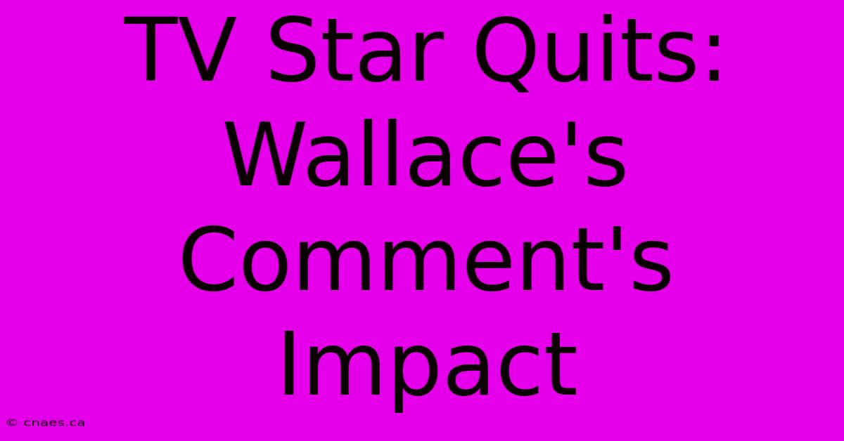 TV Star Quits: Wallace's Comment's Impact