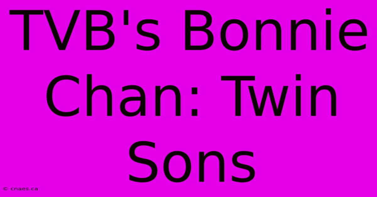 TVB's Bonnie Chan: Twin Sons