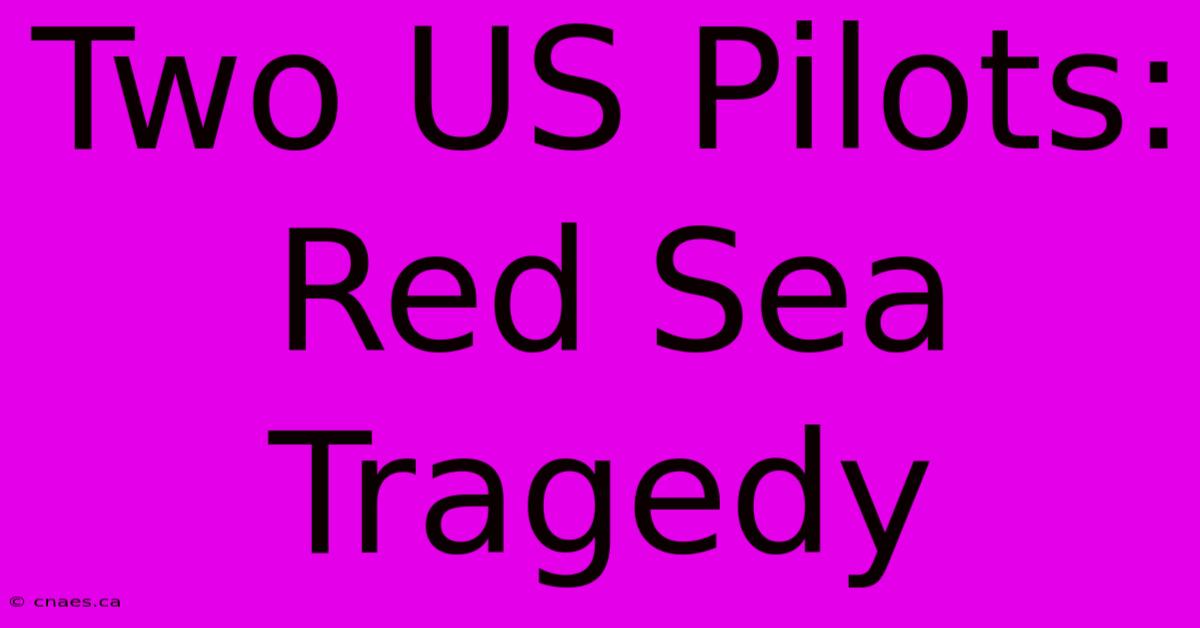 Two US Pilots: Red Sea Tragedy