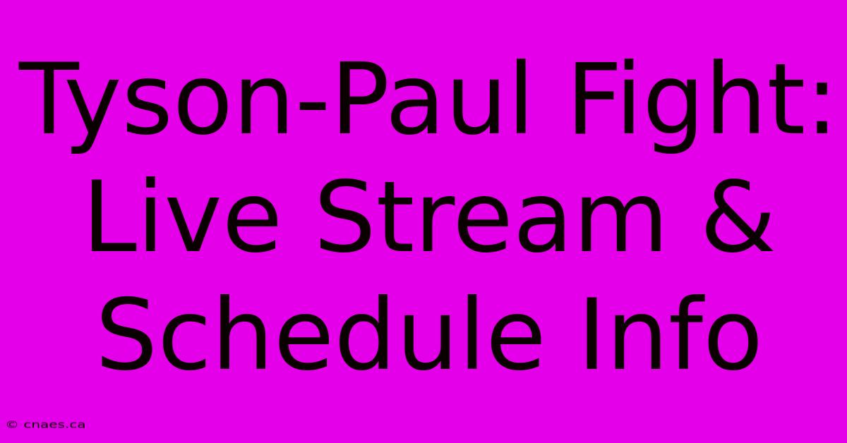 Tyson-Paul Fight: Live Stream & Schedule Info