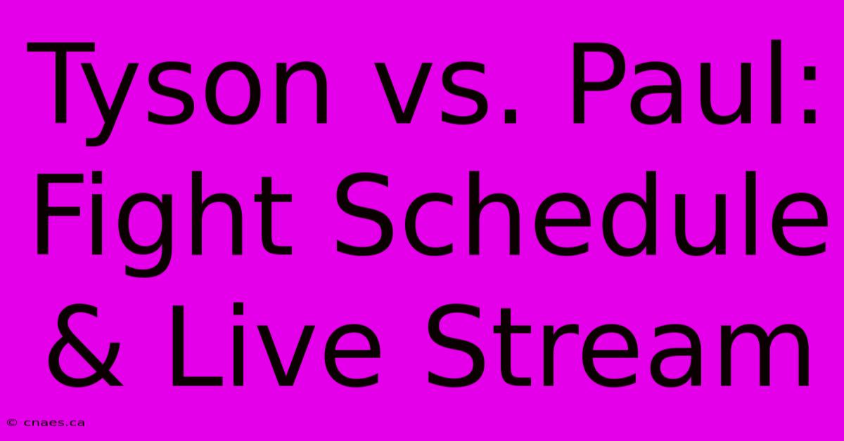 Tyson Vs. Paul: Fight Schedule & Live Stream