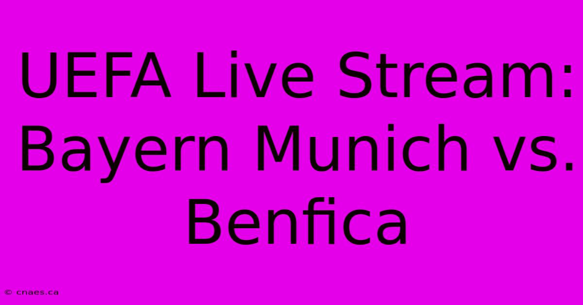 UEFA Live Stream: Bayern Munich Vs. Benfica