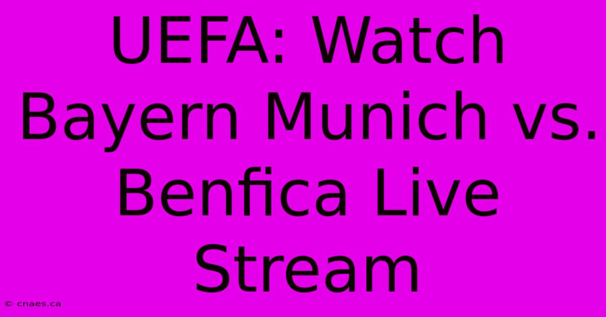 UEFA: Watch Bayern Munich Vs. Benfica Live Stream