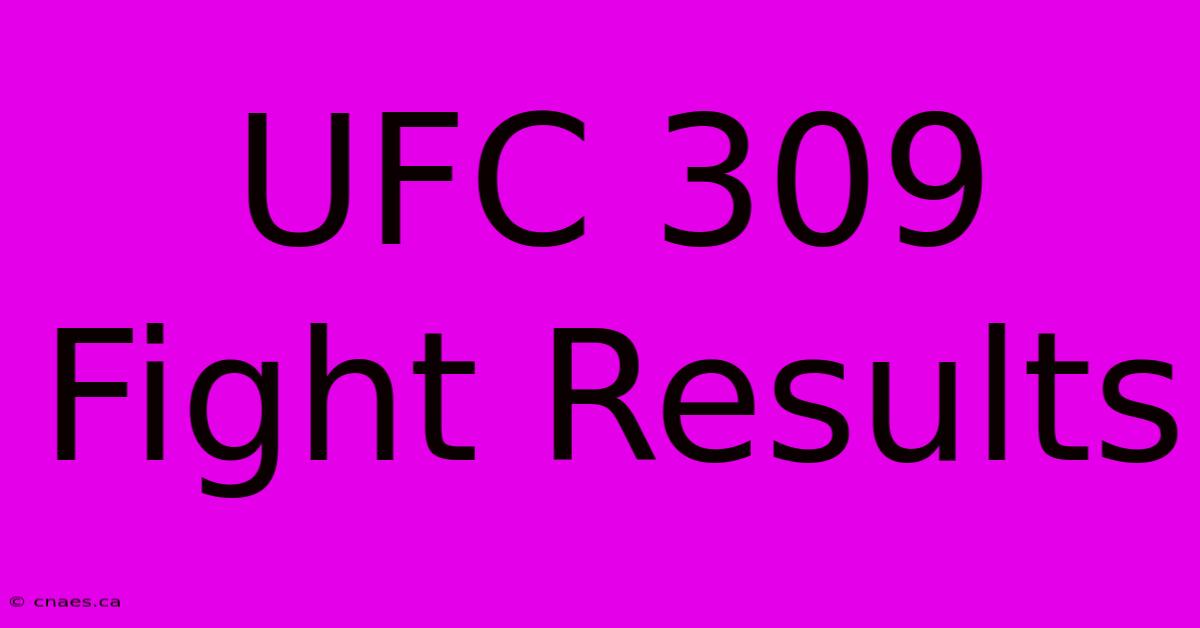 UFC 309 Fight Results