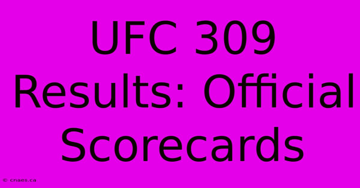 UFC 309 Results: Official Scorecards