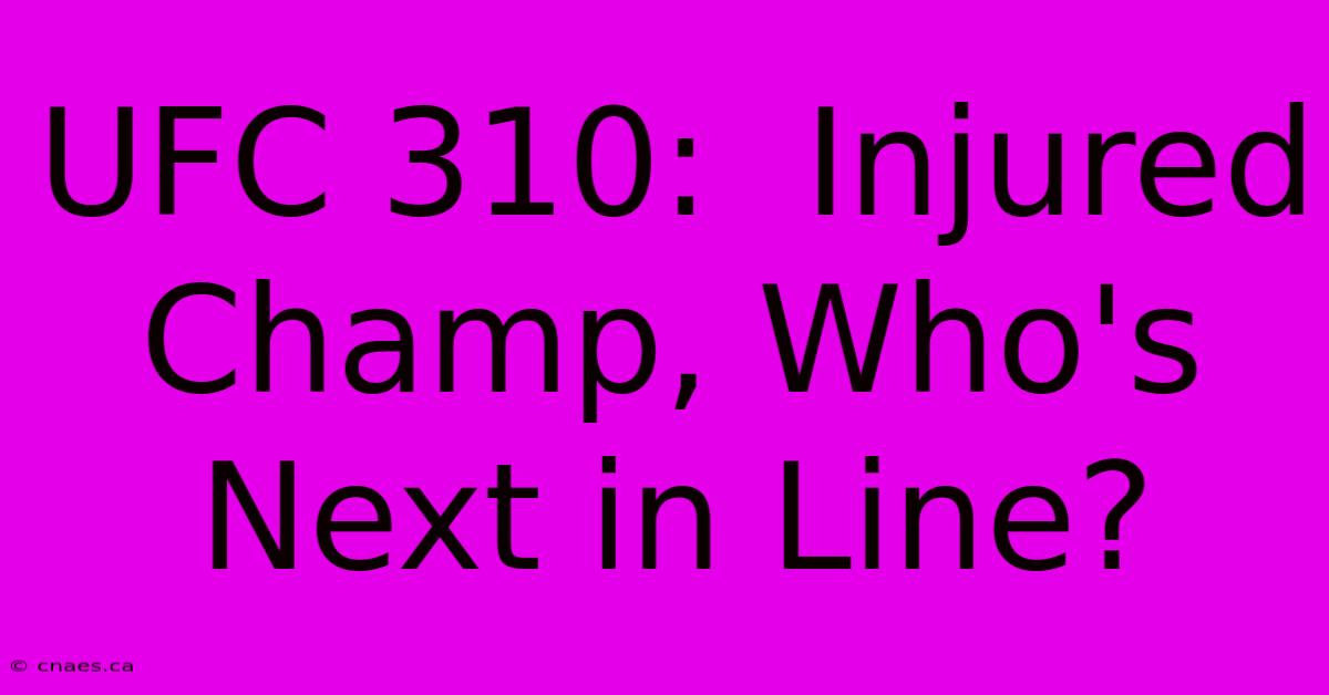 UFC 310:  Injured Champ, Who's Next In Line?