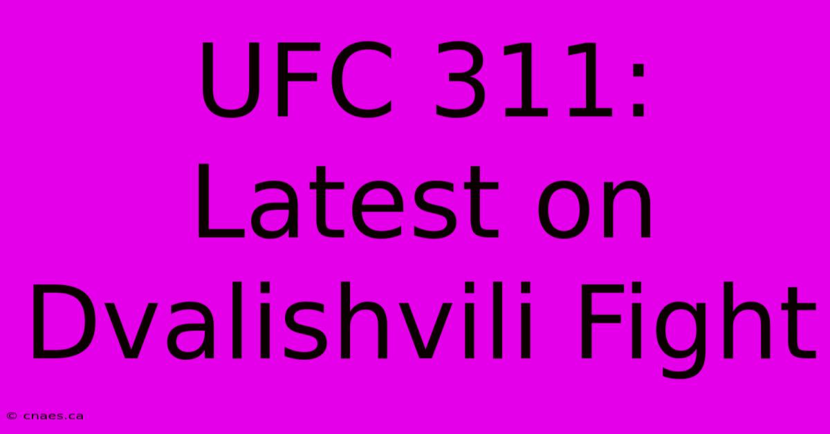 UFC 311: Latest On Dvalishvili Fight