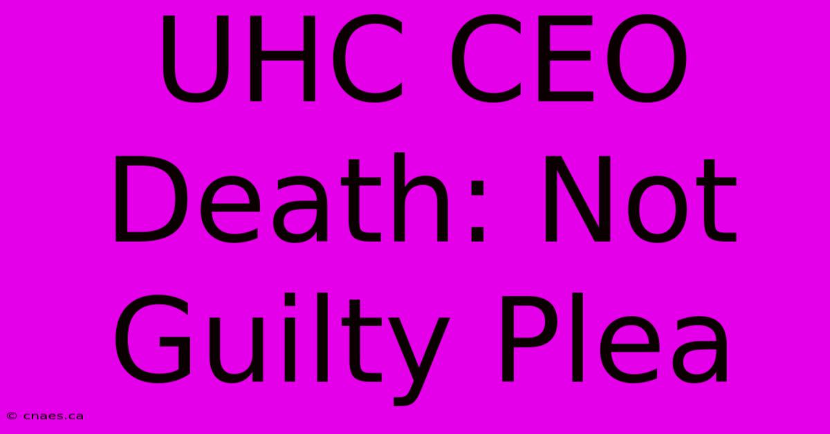 UHC CEO Death: Not Guilty Plea