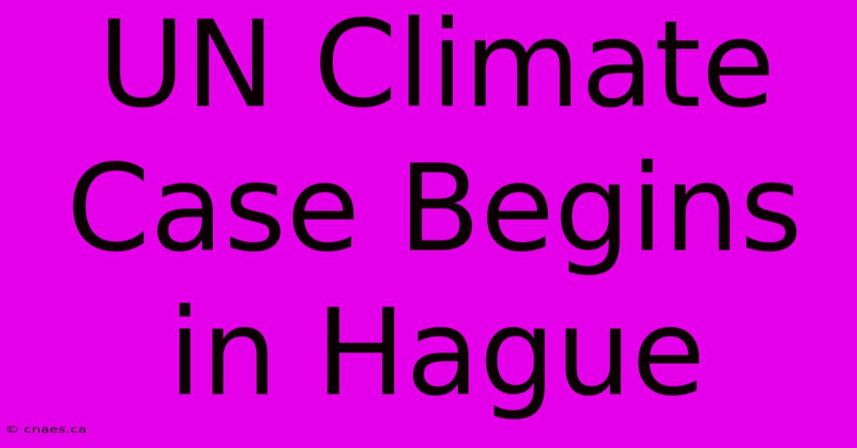 UN Climate Case Begins In Hague