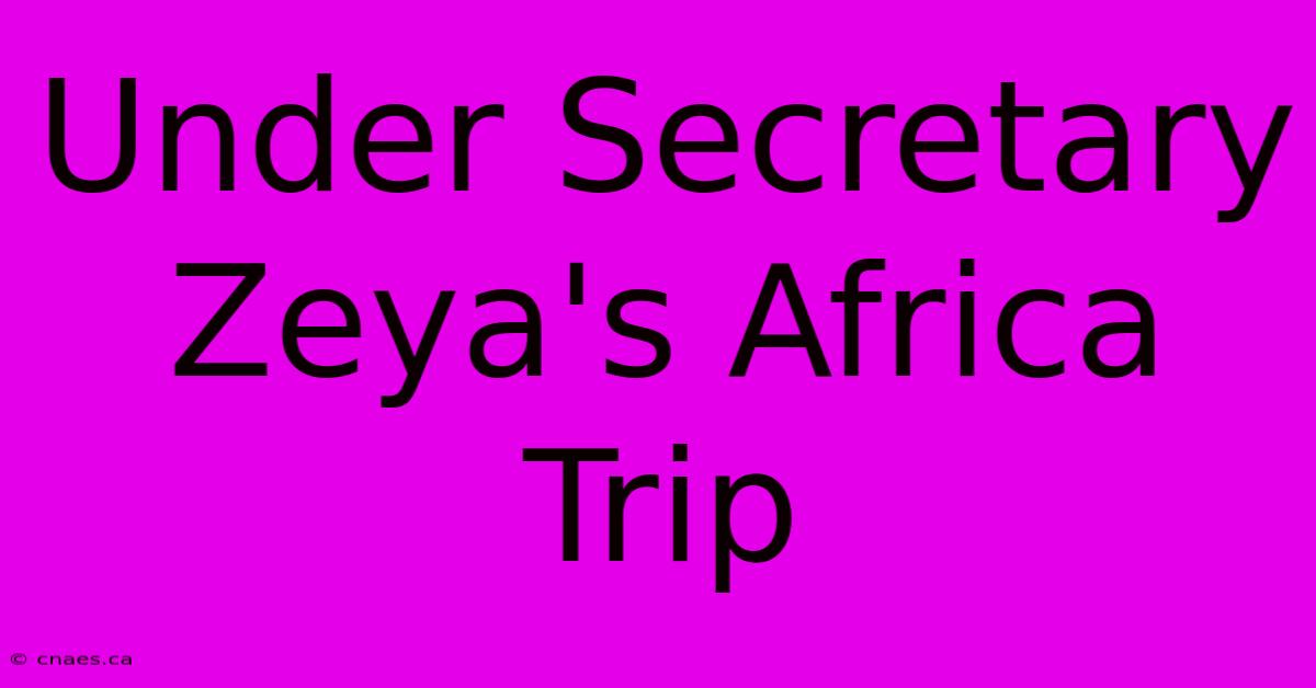 Under Secretary Zeya's Africa Trip