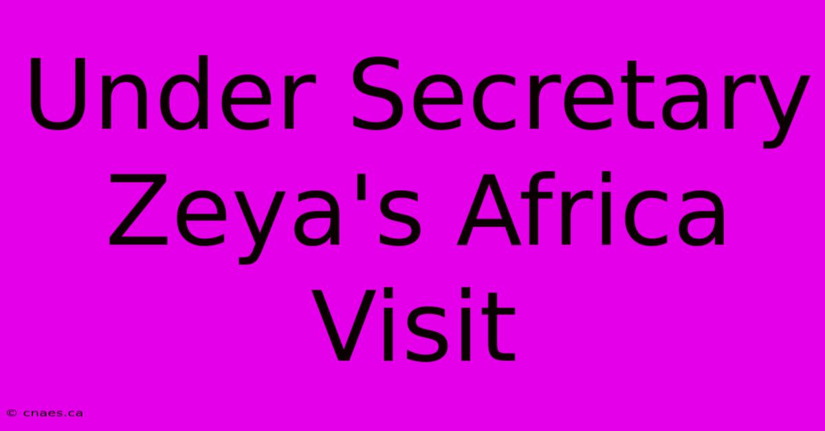 Under Secretary Zeya's Africa Visit