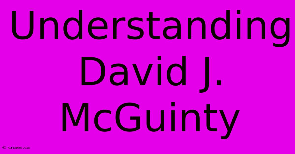 Understanding David J. McGuinty