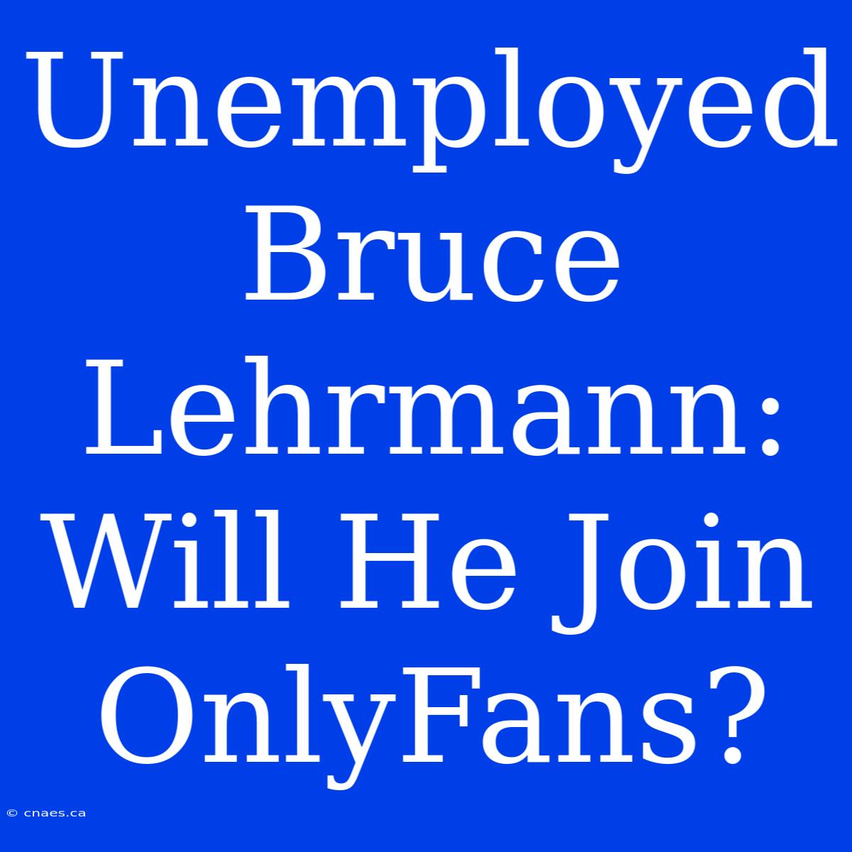 Unemployed Bruce Lehrmann: Will He Join OnlyFans?