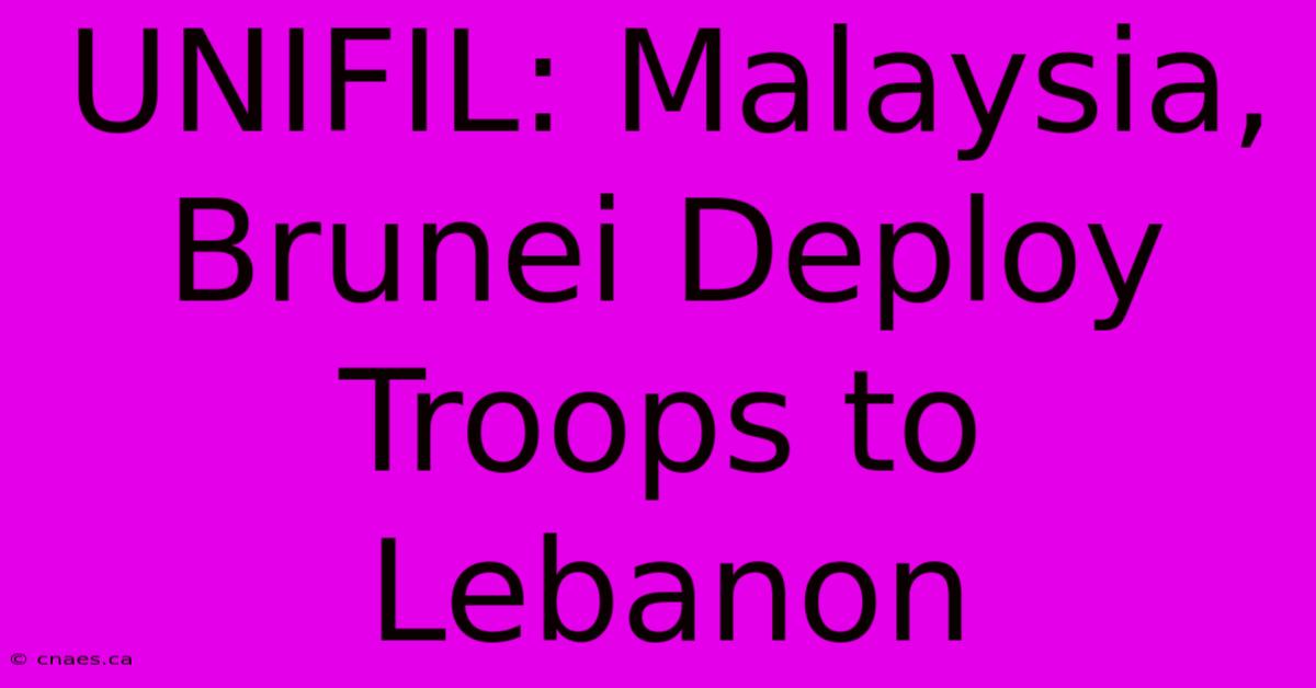 UNIFIL: Malaysia, Brunei Deploy Troops To Lebanon