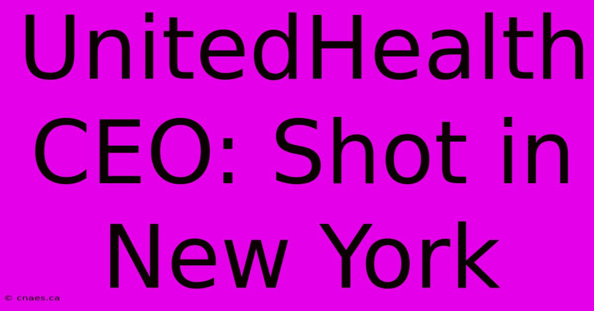 UnitedHealth CEO: Shot In New York