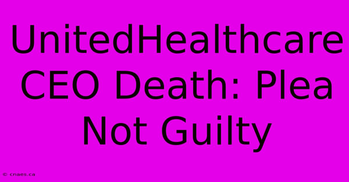 UnitedHealthcare CEO Death: Plea Not Guilty