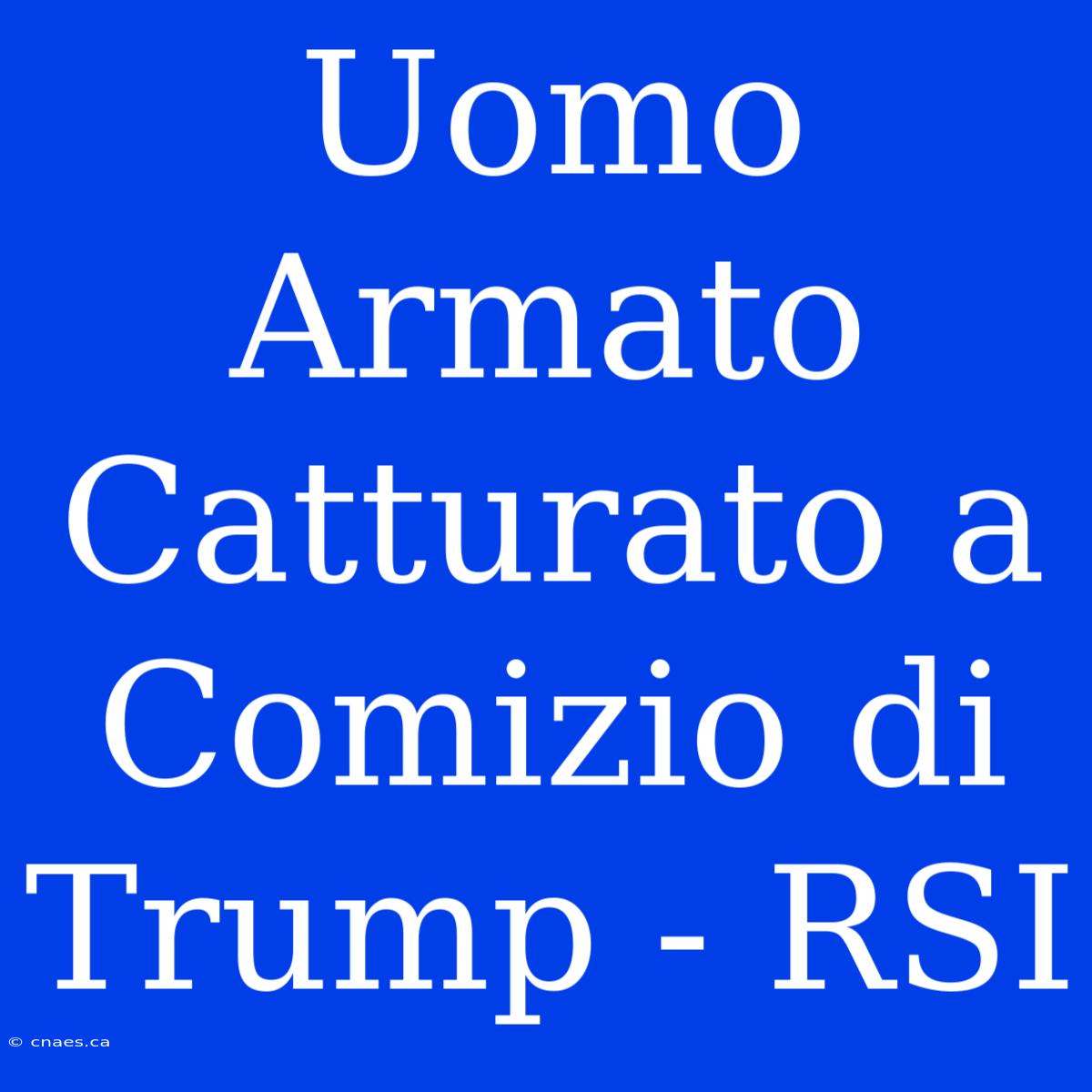 Uomo Armato Catturato A Comizio Di Trump - RSI